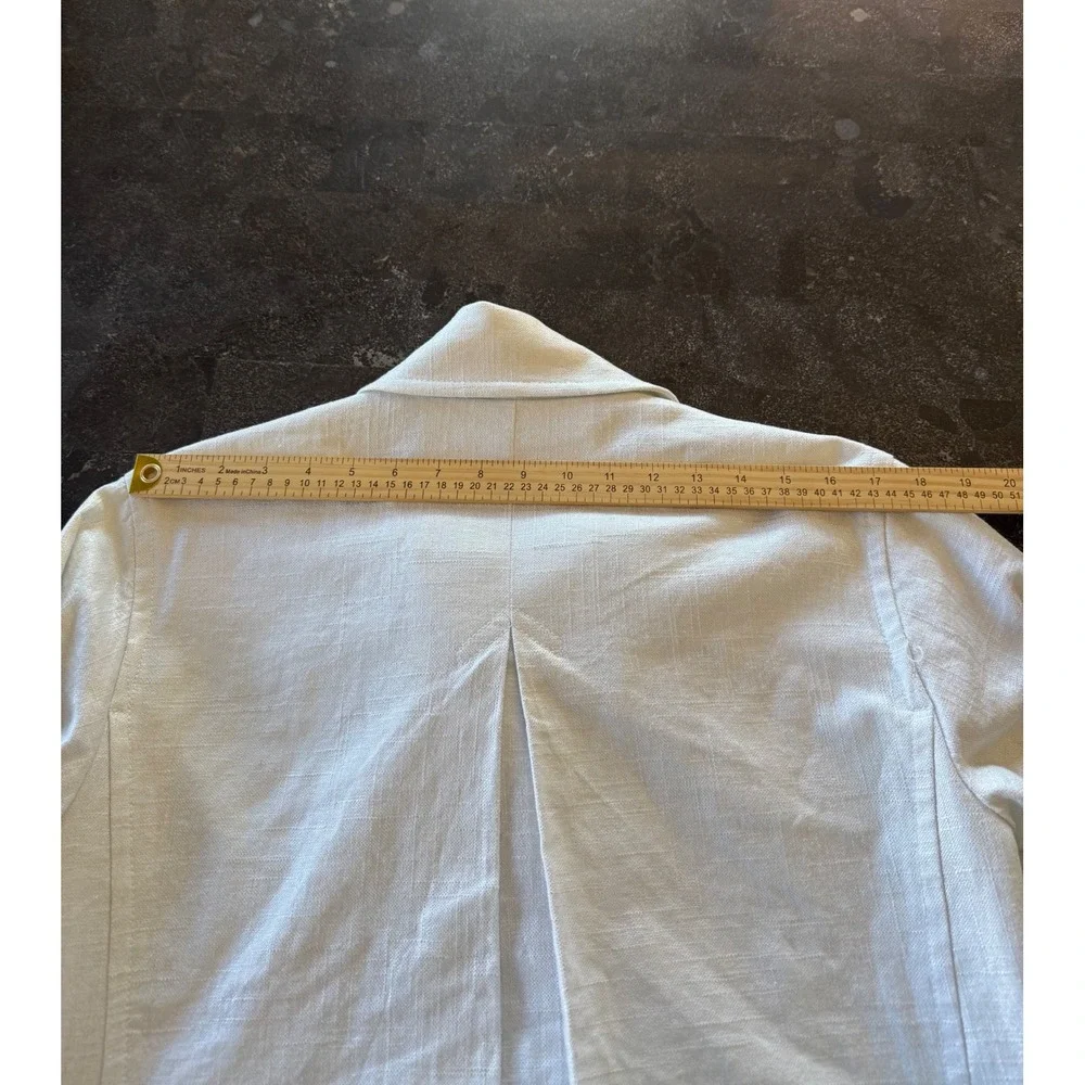Peter Nygard Women's Size 16 Linen‎ Blend White Button Front Trench Coat Jacket